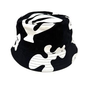 FRAME Denim Bucket Hat Black White Abstract Print OS‎ 100% Cotton